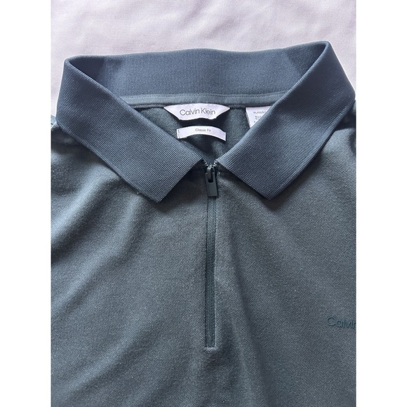 Calvin Klein Classic Fit Men's XL Collar Quarter Zip Up Short Sleeve Polo Shirt - Picture 6 of 6